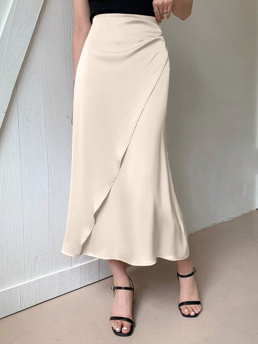 European and American Amazon Popular Satin Satin Skirt Foreign Trade Independent Station New Mid-Length Imitation Silk Skirt