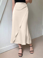 European and American Amazon Popular Satin Satin Skirt Foreign Trade Independent Station New Mid-Length Imitation Silk Skirt