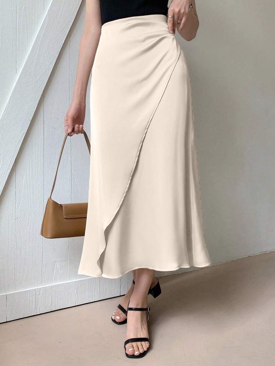 European and American Amazon Popular Satin Satin Skirt Foreign Trade Independent Station New Mid-Length Imitation Silk Skirt