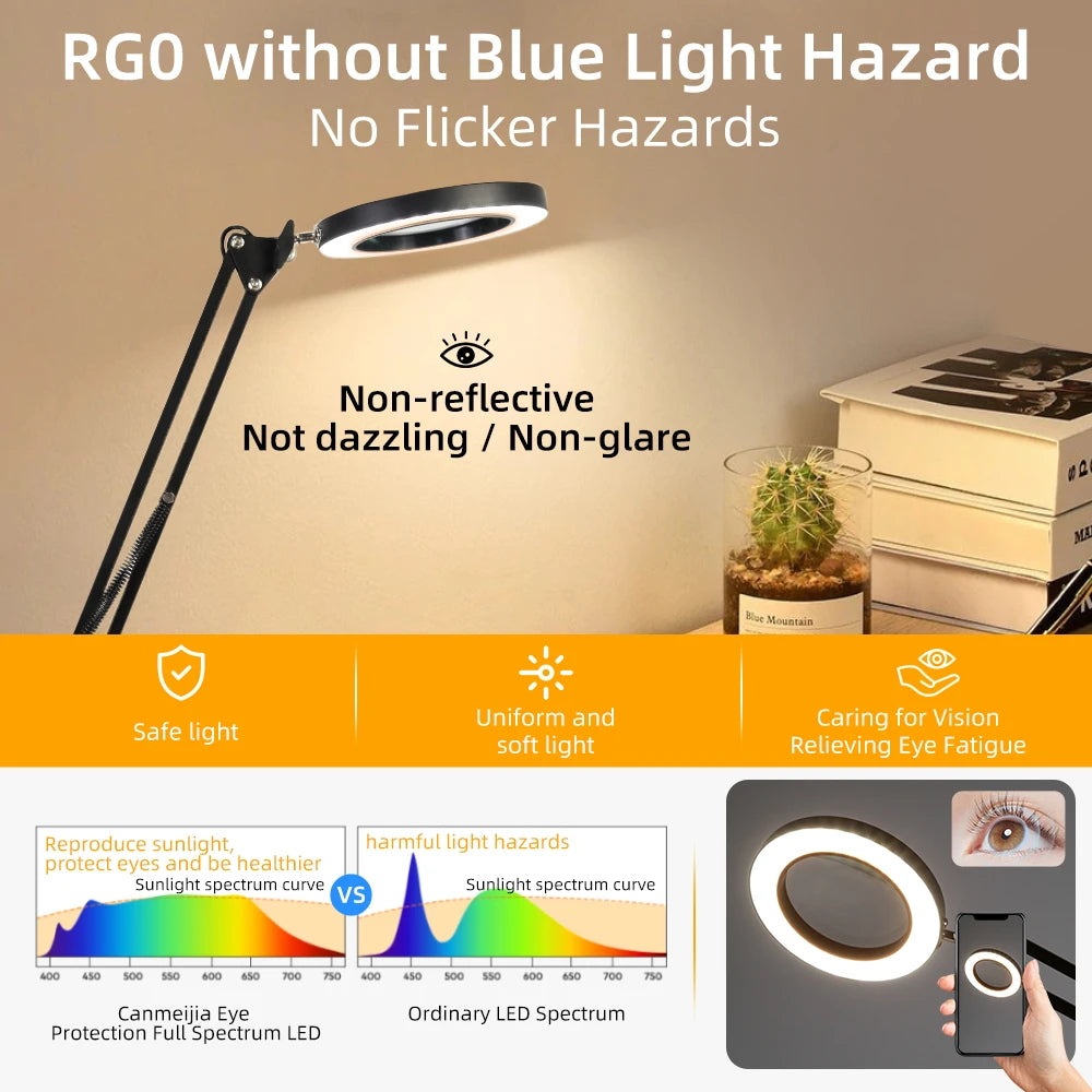 Desk Lamps Double Head LED Stepless Dimmable Led USB Table Lamp for Office Study Reading Lighting Fixture Computer Monitor Light