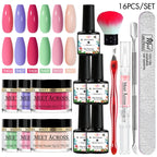 5g Dipping Nail Powder Set Red Nail Glitter Dipping System Kit For Manicure Nail Art Decorations Natural Dry Without Lamp Cure