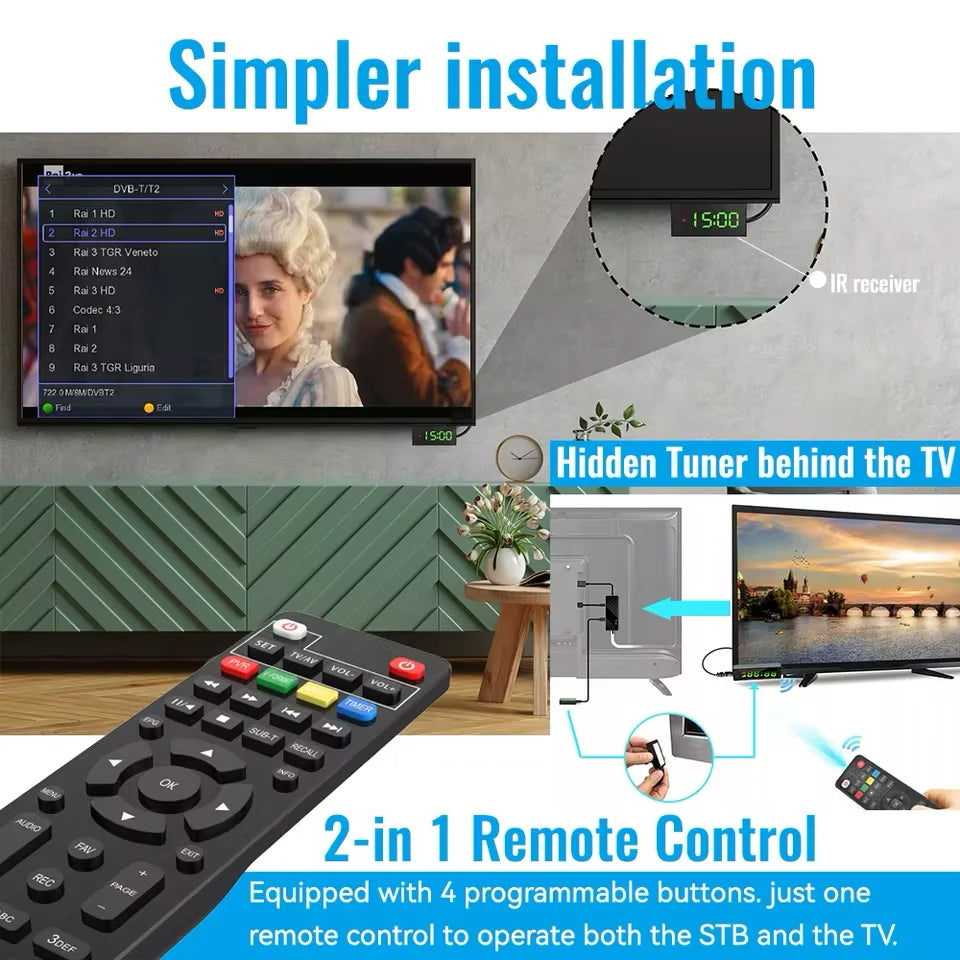 Dluxury U8mini Digital DVB T2 DVB C TV Decoder Set top box Support Free TV Channels 7Days EPG for Spain France Itlay ect