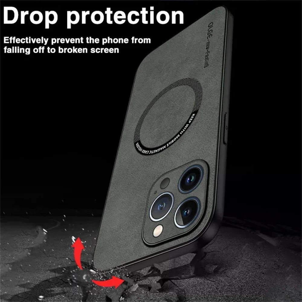 For Magsafe Luxury Leather Shockproof Phone Cases For iPhone 16 15 14 13 12 11 Pro Max 16 Plus Magnetic Wireless Charging Cover