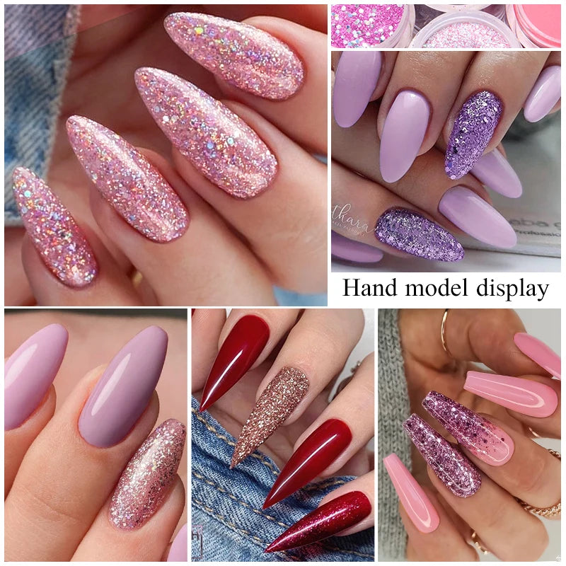 5g Dipping Nail Powder Set Red Nail Glitter Dipping System Kit For Manicure Nail Art Decorations Natural Dry Without Lamp Cure