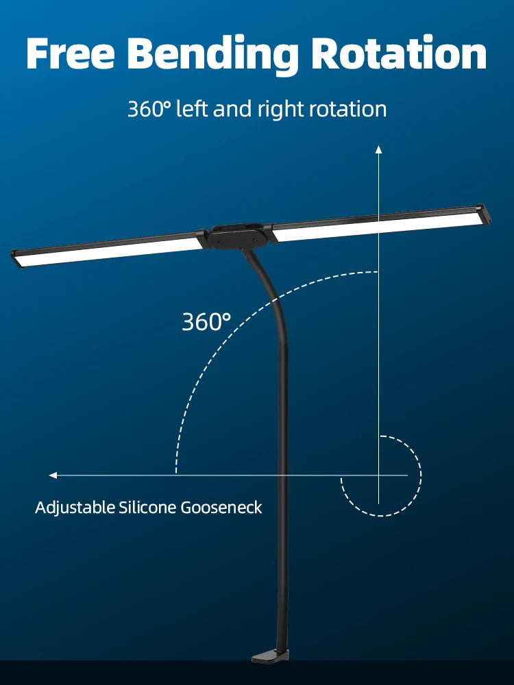 Desk Lamps Double Head LED Stepless Dimmable Led USB Table Lamp for Office Study Reading Lighting Fixture Computer Monitor Light