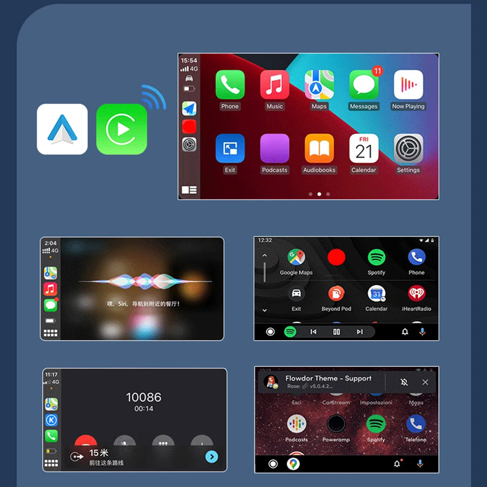 Wireless Carplay Android Auto Adapter 2 in 1 Mini Box Plug&Play Wireless Dongle BT WiFi for Wired CarPlay/Andriod Auto Cars