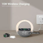 Colsur 15W Wireless Charger Bluetooth Speaker Alarm Clock, Sunrise Simulation Adjustable LED Night Light Alarm Clock Function