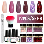 5g Dipping Nail Powder Set Red Nail Glitter Dipping System Kit For Manicure Nail Art Decorations Natural Dry Without Lamp Cure