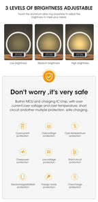 3 in 1 Wireless Charging Bedside Lamp Touch Table Lamp With Alarm Clock Wake-Up Light Nightstand Reading Night Light for Bedroom