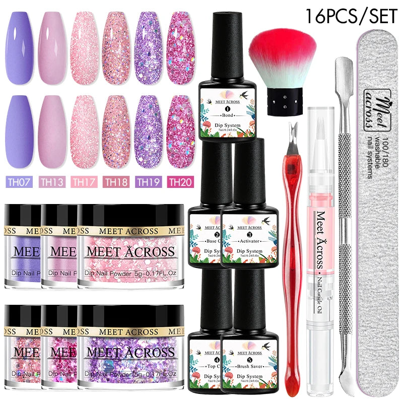 5g Dipping Nail Powder Set Red Nail Glitter Dipping System Kit For Manicure Nail Art Decorations Natural Dry Without Lamp Cure