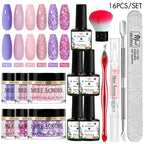 5g Dipping Nail Powder Set Red Nail Glitter Dipping System Kit For Manicure Nail Art Decorations Natural Dry Without Lamp Cure