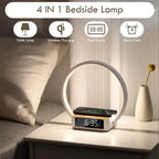 WILIT Bedside Lamp,Night Lamp for Bedroom with Alarm Clock,Touch Lamp with Wireless Charger,Wake-up Light