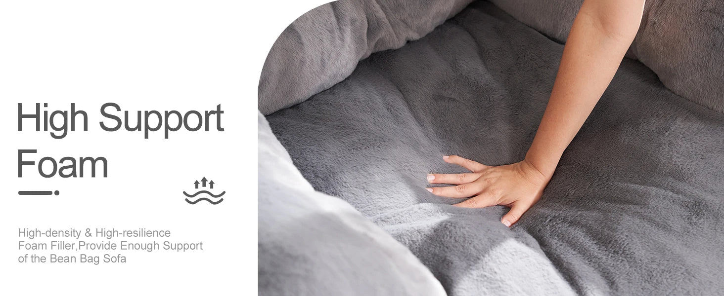 Bean Bag Sofa Chairs for Adults Comfy Bean Bag Sofa Fluffy Beanbag Chair Plush Chair Big Bubble Foam Sofa with Filler