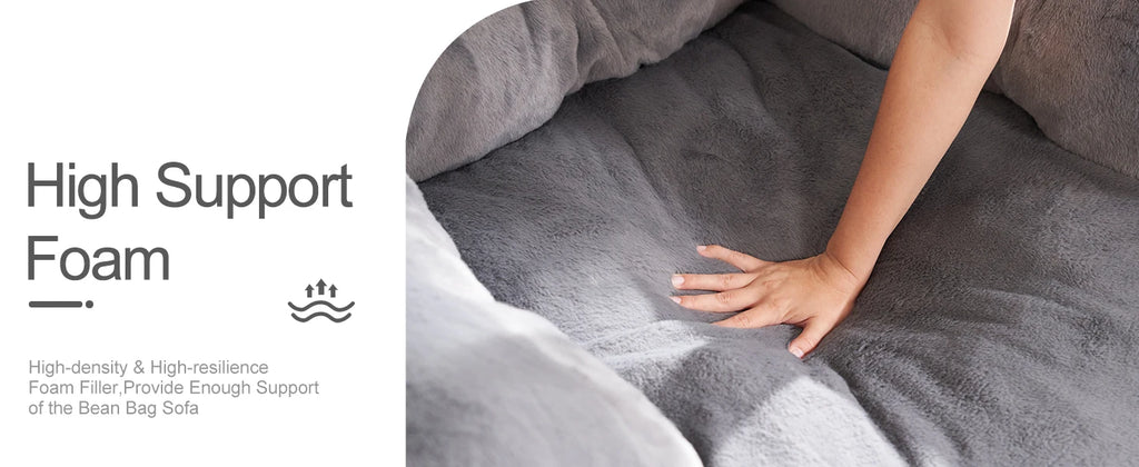 Bean Bag Sofa Chairs for Adults Comfy Bean Bag Sofa Fluffy Beanbag Chair Plush Chair Big Bubble Foam Sofa with Filler