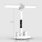 LED Desk Lamp with Calendar Temperature Clock Night Light USB Rechargeable Wireless Table Lamp Touch Control Camping Light