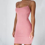 Summer Spaghetti Strap Mini Dress 2024 Women Sexy Bodycon Club Party Dresses Short Female Camisole Solid Black Sheath Sundress