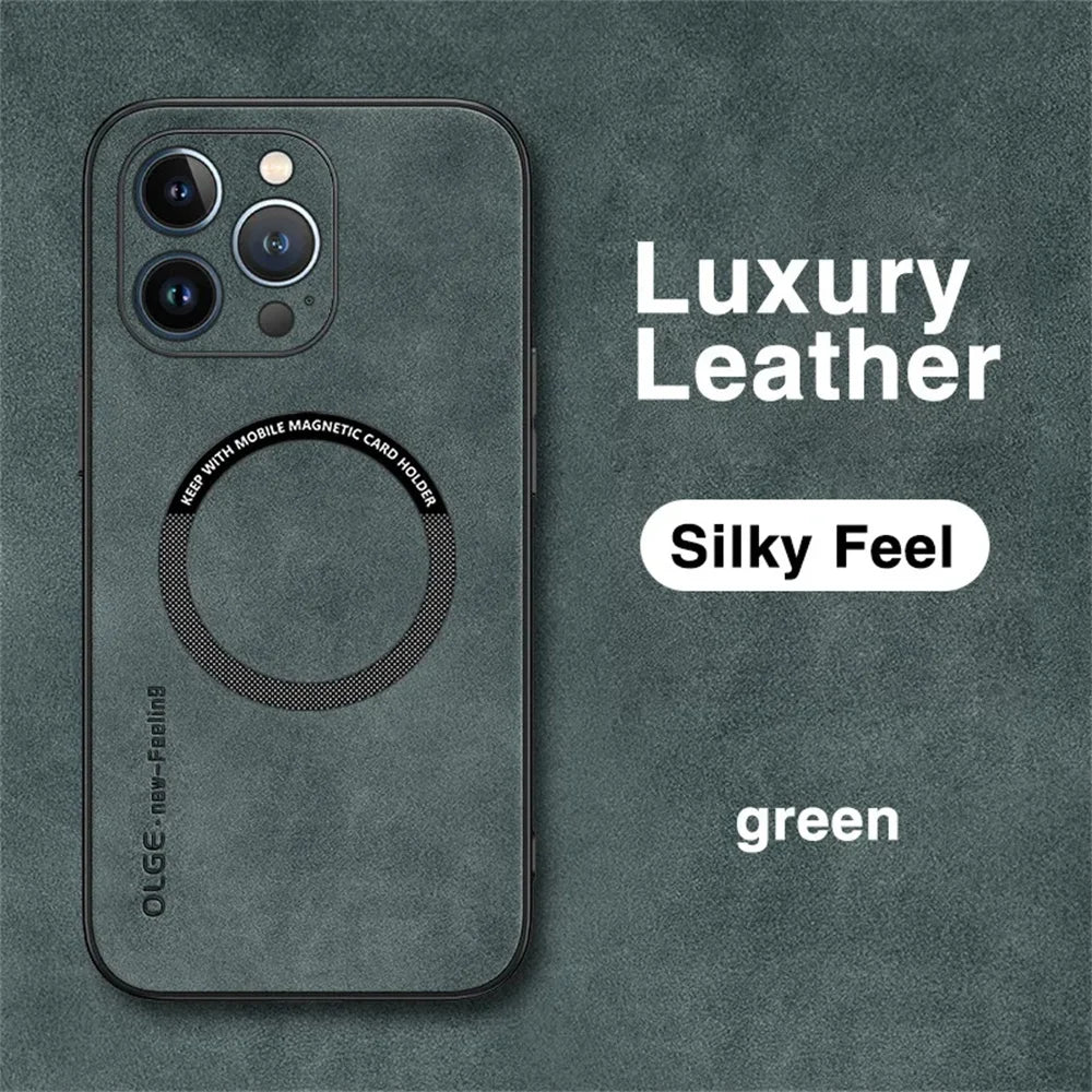 For Magsafe Luxury Leather Shockproof Phone Cases For iPhone 16 15 14 13 12 11 Pro Max 16 Plus Magnetic Wireless Charging Cover