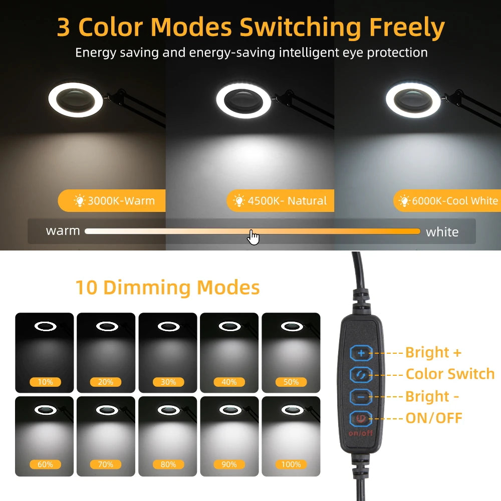 Desk Lamps Double Head LED Stepless Dimmable Led USB Table Lamp for Office Study Reading Lighting Fixture Computer Monitor Light