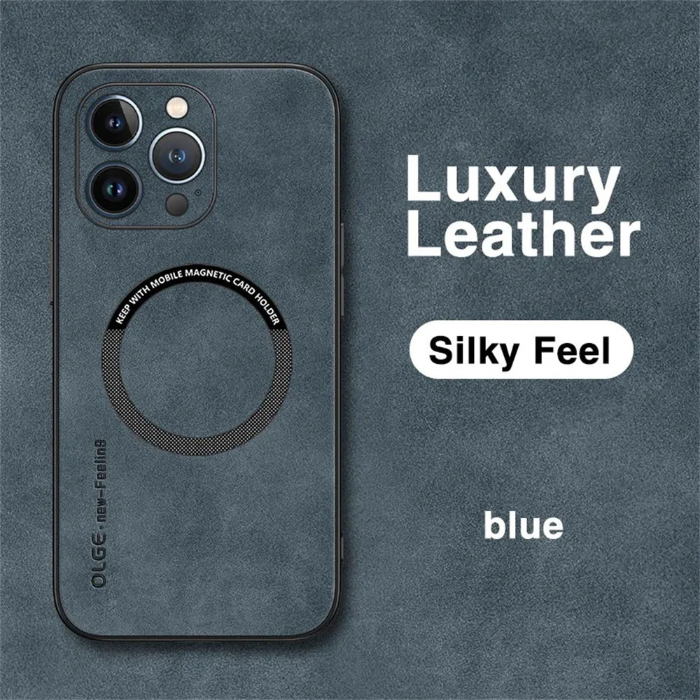 For Magsafe Luxury Leather Shockproof Phone Cases For iPhone 16 15 14 13 12 11 Pro Max 16 Plus Magnetic Wireless Charging Cover