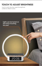 3 in 1 Wireless Charging Bedside Lamp Touch Table Lamp With Alarm Clock Wake-Up Light Nightstand Reading Night Light for Bedroom