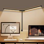 Desk Lamps Double Head LED Stepless Dimmable Led USB Table Lamp for Office Study Reading Lighting Fixture Computer Monitor Light