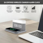COLSUR LED Adjustable Night Light 15W Wireless Charge with Digital Alarm Clock Touch Bedside Lamp  Brightness Bedroom