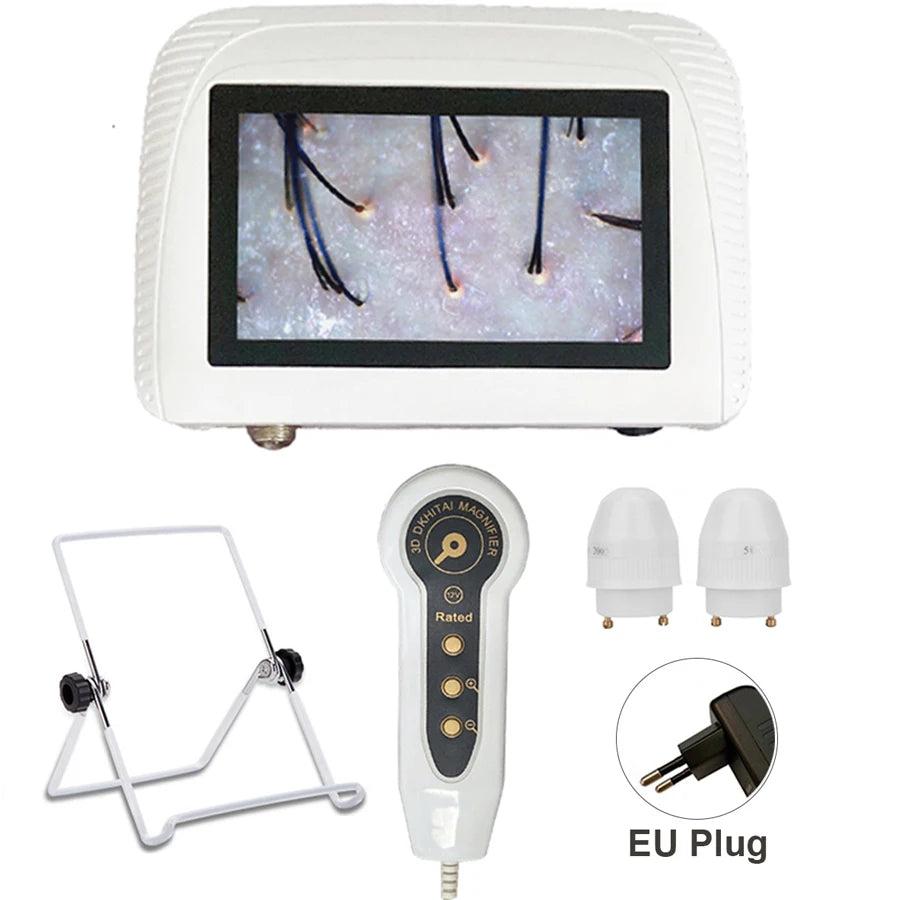 Magnifying Skin Analyzer Rechargeable Detector Hair Follicle Oil Moisture Pigment Tester Scalp/Face Skin Care Monitor 50X/200X