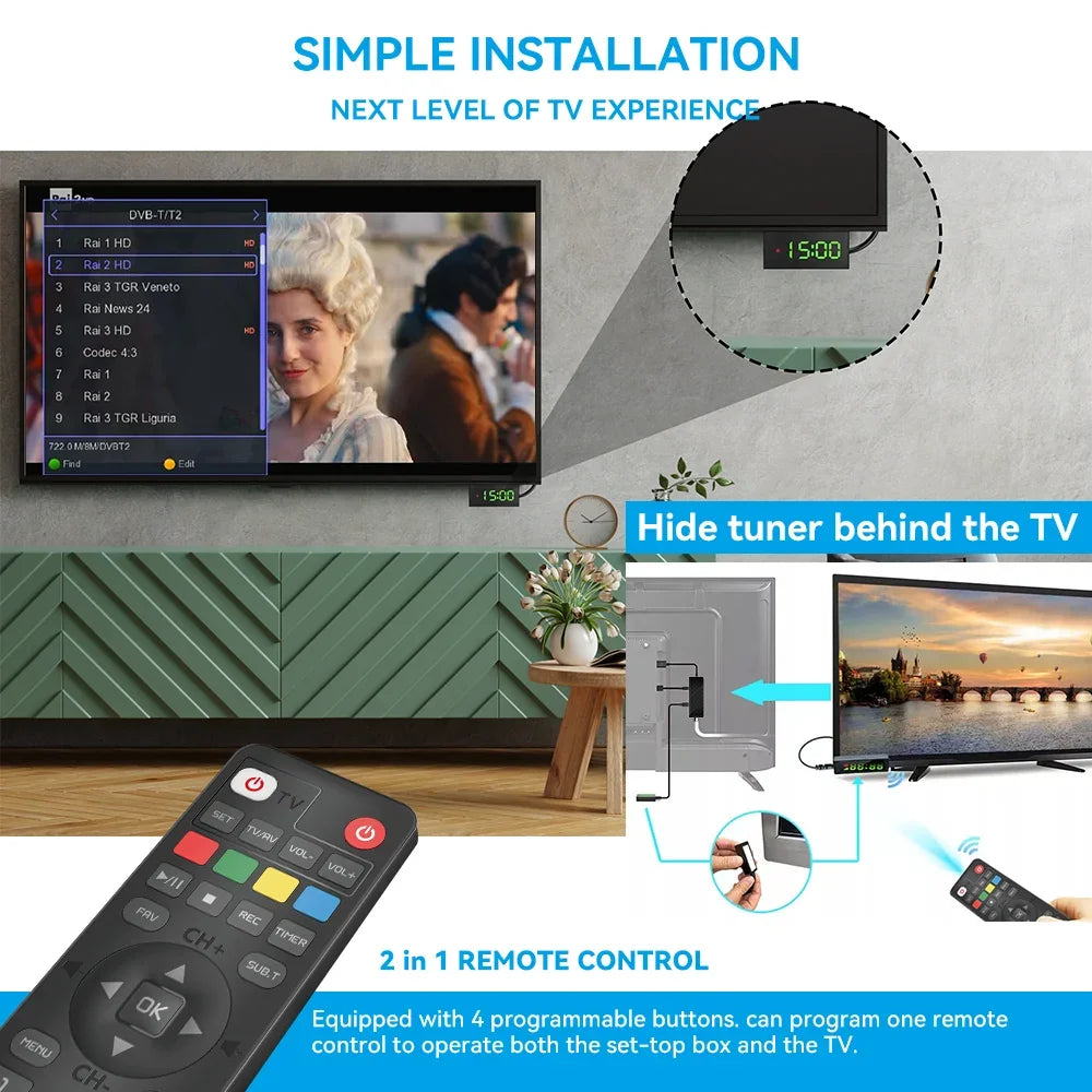 Dluxury U8mini Digital DVB T2 DVB C TV Decoder Set top box Support Free TV Channels 7Days EPG for Spain France Itlay ect