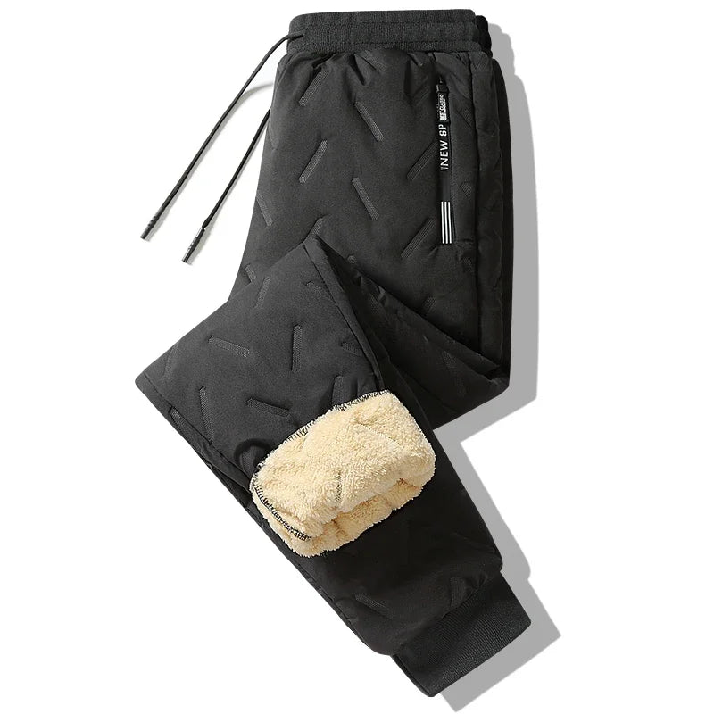Winter Down Cotton Pants Men's Outdoor Plush Thick Velvet Warm Sports Pants Lambswol Casual Waterproof Windproof Ski Pants 7XL