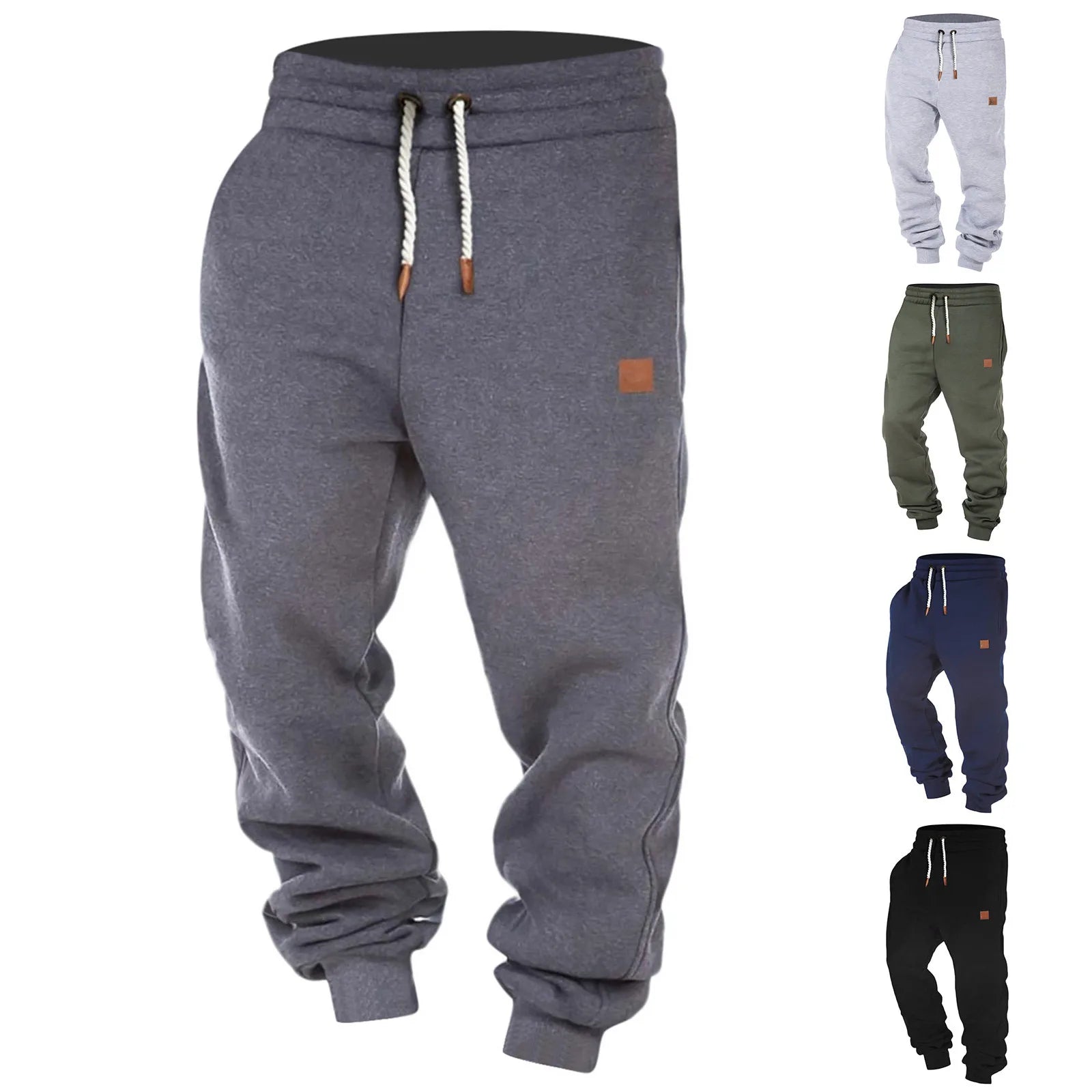Autumn Winter Men Trainning Pants Fitness Solid Color Casual Pocket Sport Work Casual Trouser Male Jogging Running Pants 2024