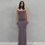 Satin Slip Sleeveless Backless Maxi Dress Women 2023 Summer Bodycon Elegant Sexy Outfits Ladies Birthday Party Club Sundress