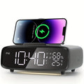 6-in-1 Alarm Clock With Wireless Charging, USB Charging Port, Night Light Wireless Speaker, 3-level Brightness Digital Clock Temperature, 12/24 Hours, Bedroom Snooze Alarm Clock