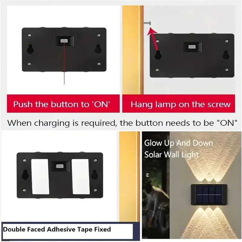 1pc 6-10 LEDs Solar Outdoor Wall Decorative Landscape Lighting Lights Fixtures Suitable For Courtyard Villa Fence Terrace Garden