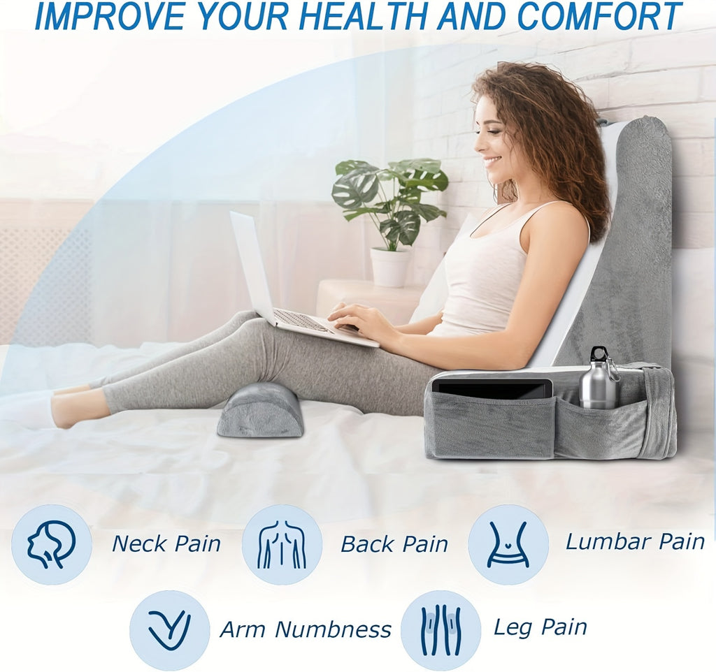 Reading Pillow for Sitting in Bed Adult, Back Pillow for Bed Sitting up, Reading & Bed Rest Pillows for Watching TV/Reading/Gaming/Resting in Bed, Couch or Floor, Medium 19"