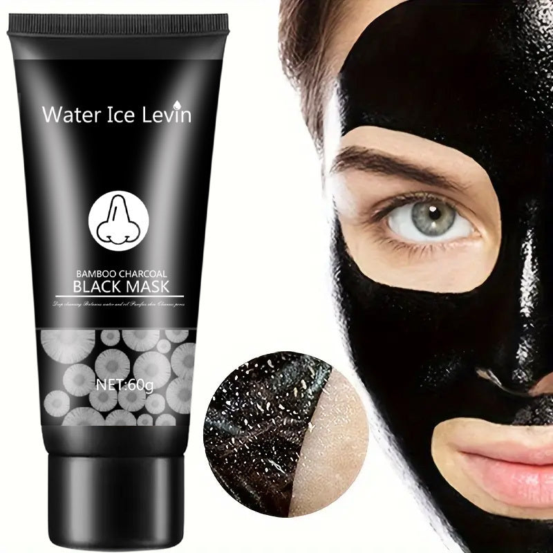Revitalizing Bamboo Charcoal Facial Cleansing Mask - Deep Pore Minimizer, Effective Blackhead Remover, Gentle & Non-Irritating, Moisturizing Hibiscus Scent, Suitable for All Skin Types, Includes Pore Cleansing Strips for a Ra