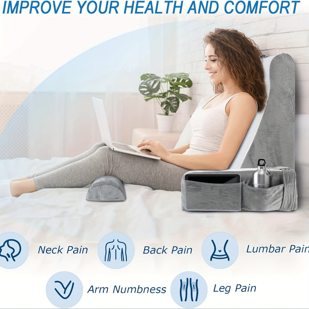 Reading Pillow for Sitting in Bed Adult, Back Pillow for Bed Sitting up, Reading & Bed Rest Pillows for Watching TV/Reading/Gaming/Resting in Bed, Couch or Floor, Medium 19"