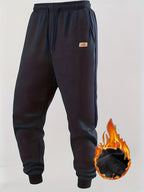 Men's 4-Color Options Compatible Sweatpants - Stretch Knit Joggers with Drawstring Waist, Belt-Like Design | Solid Color Options Black, Gray, Navy, White | Elastic Cuffs and Smooth Legs, Suitable for Gym, Casual, Casual Attir