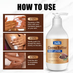 RUOALL Cocoa Butter Body Lotion 300ml - Moisturizing Formula with Glycerin, Vitamin C, Lavender Scent - Alcohol-Free, Unisex-Adult, All Skin Types - Long-Lasting Hydration, Skin Tightening, Even Skin Tone - 15.1 oz