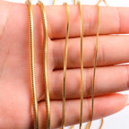Witd Stainless Steel Square Snake Chain Necklace in Gold - Available in 0.9mm, 1.2mm, 1.5mm, 2mm, and 2.4mm for Men's and Women's Fashion Jewelry