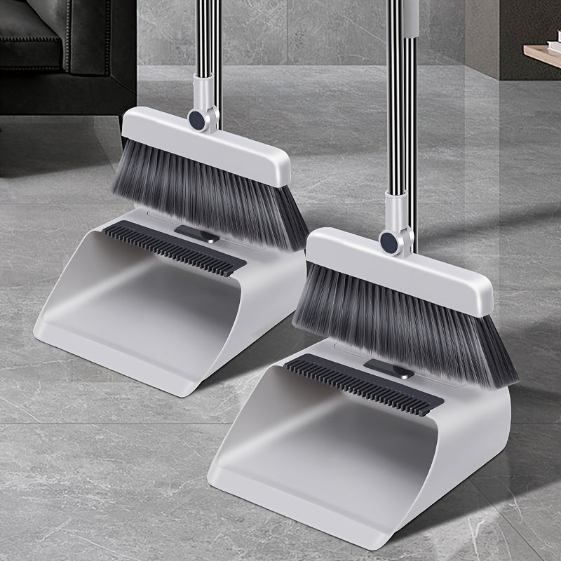 3 In1 Set, Household Broom And Dustpan Set, Long Handle Floor Cleaning Broom Dustpan Set, Rotatable Broom And Dustpan With Comb Tooth, Non-stick Hair, To Remove Dust And Garbage, For Home, Kitchen, Office, Cleaning Tool, Clea