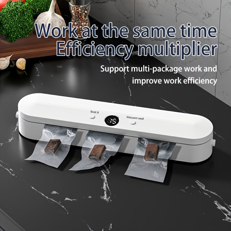 Compact One-button Automatic Vacuum Sealing Machine - Household Food Sealing Device for Vacuum Low Temperature Method and Dry Wet Food - Small Fresh-keeping Plastic Sealing Machine